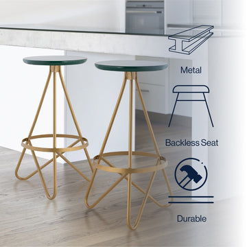 Spiroa 30" Modern Industrial Metal Backless Circular Bar Stool - JONATHAN Y
